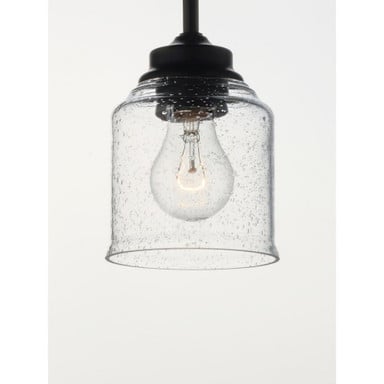 Maxim Lighting 91260CDBK Acadia Clear Seedy Glass Shade Detail