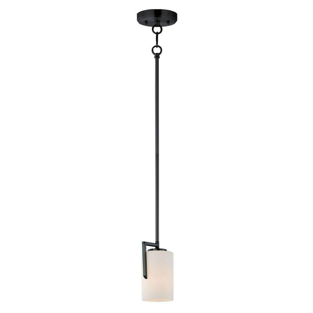 Maxim Lighting 91280SWBK Dart 1 Light Satin Black Mini Pendant Ceiling Light with Satin White Glass Shade
