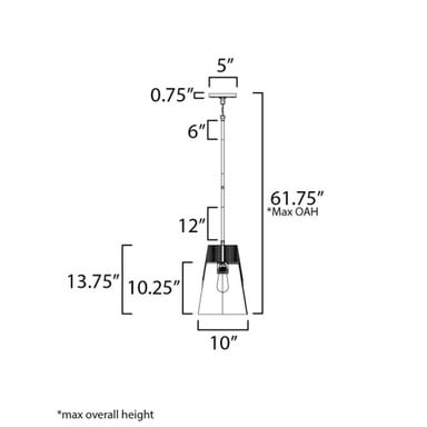 Maxim Lighting 91622CLWNBK Carpenter Mini Pendant dimension diagram
