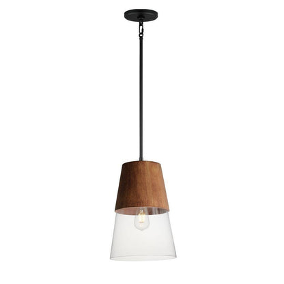 Maxim Lighting 91622CLWNBK Carpenter 1 Light Mini Pendant in Walnut and Black full view