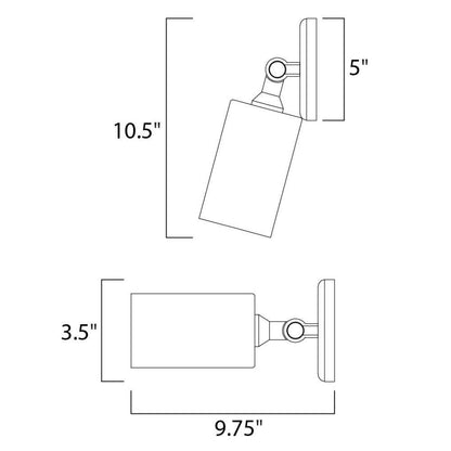 Maxim Lighting 92010BK Spots 1 Light Black Can Wall Flush Mount - Dimensions Diagram