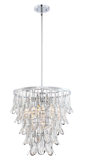 SDQ Lighting PD37706CH Queue de Faisan 18.25" LED Chandelier Light, Wattage 360W, Chrome/Clear Crystal Finish