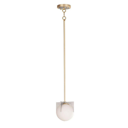 Maxim Lighting 92470SWSBRBP Finn 1 Light Small Pendant in Satin Brass Brushed Platinum with Satin White globe shade full view