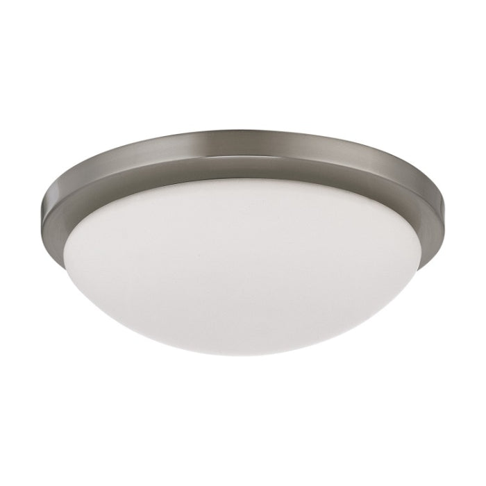 Nuvo 62-1044 Button LED Flush Mount, 17IN, Color Temperature 3000K, Voltage 120V, Brushed Nickel / Frosted Glass