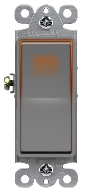 Enerlites 93160-BK Residential Grade Illuminated Decorator Switch W/ Paddle Rocker Night Light, Three-Way, Black