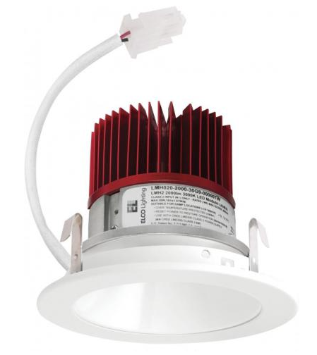 Elco Lighting E410C0827W2-F 4" LED Light Engine with Reflector Trim, Lumens 850 lm, Color Temperature 2700K,  All White Finish, Beam Angle 38º lens