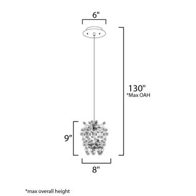 Maxim Lighting 94200BCPC Comet Mini Pendant - Dimensions Diagram
