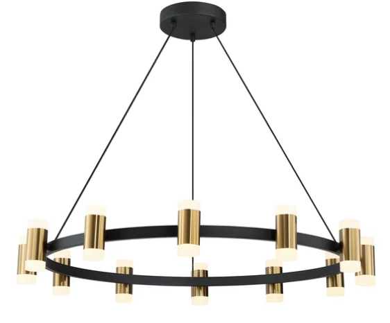 SDQ Lighting PD30636SBWG Stemma 36" LED Acrylic Chandelier Light, Color Temperature 3000K, Wattage 66 W, Sand Black / Warm Gold Finish
