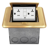 Enerlites 961248-C-GFCI Brass Square Soft Pop-UP Floor Box Assembly W/ 20A Tampper Resistant GFCI Receptacle