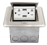 Enerlites 961248-S-USB Nickel Brass Square Soft Pop-Up Floor Box Assembly W/ 20A Tamper-Resistant Duplex