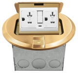 Enerlites 961501-C-GFCI 20A Brass Round Pop-UP Tamper Resistant Floor Box GFCI Receptacle