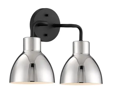 Nuvo 60-6772 Sloan Series Vanity Light, 2 Lights, Wattage 100W, Matte Black & Polished Nickel