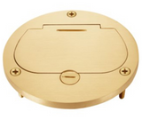 Enerlites 975502-C 20A Brass 4" Diameter Flush Round Duplex Receptacle W/ Flip-Lid Cover Plate