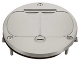 Enerlites 975503-S 20A Nickel-Plated 4" Diameter Flush Round Duplex Receptacle W/ Dual Flip-Lid Cover Plate