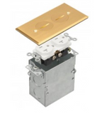 Enerlites 975506-C 20A One-Gang Brass Floor Box Assembly W/ Tamper-Weather-Resistant Duplex Reecptacle