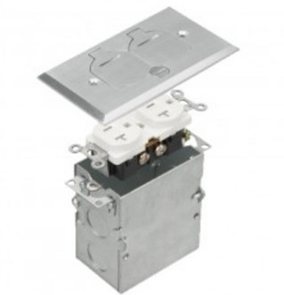 Enerlites 975507-S 20A One-Gang Nickel-Plated Flip Lid Floor Box W ...