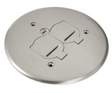 Enerlites 975517-S Nickel-Plated 5.7 inches Diameter Flush Round Flip-Lid Cover Plate W/ 20A Tamper-Resistant Duplex Receptacle