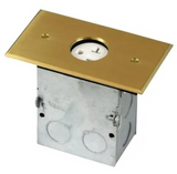 Enerlites 975547-C Brass One Gang Floor Box W/ 20A Tamper-Weather-Resistant Receptacle