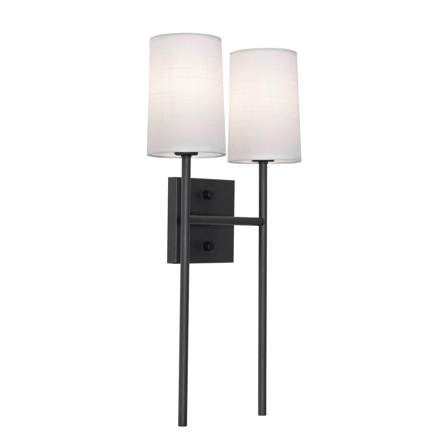 AFX Lighting ROSS1020CBBK Rose 2 Light 20 Inch Tall Wall Sconce In Black With White Linen Shade