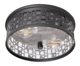 AFX Lighting RSCF11MBBK Roscoe 2 Light 11 Inch Flush Mount In Black With Clear Seeded Glass Diffuser