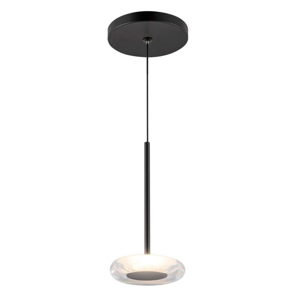Kuzco Lighting PD97204-BK/CL Stephord 4 inch LED Pendant in Black with Clear Glass and Frosted Acrylic Diffuser, Voltage 120V, Color Temperature 3000K