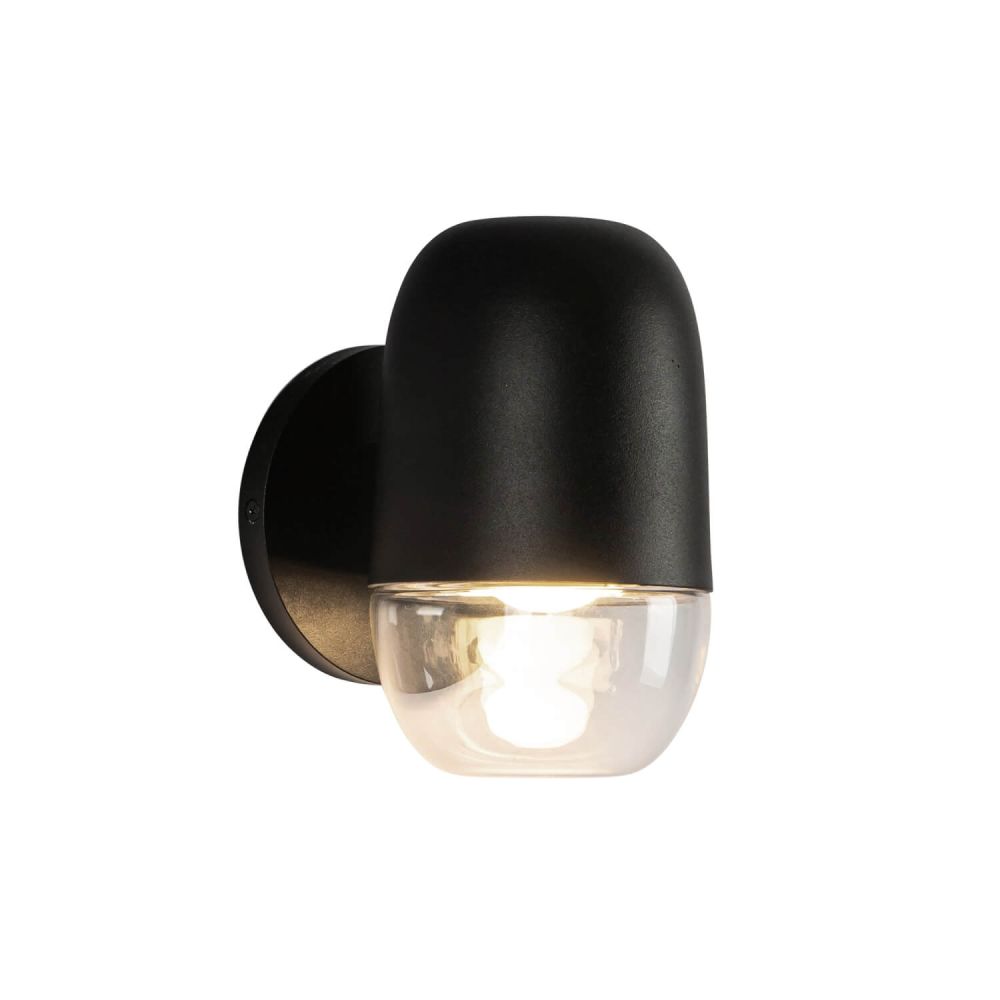 Kuzco Lighting EW38504-BK/CL Yara 6 inch Tall LED Outdoor Wall Light in Black with Clear Glass Shade, Voltage 120V, Color Temperature 3000K