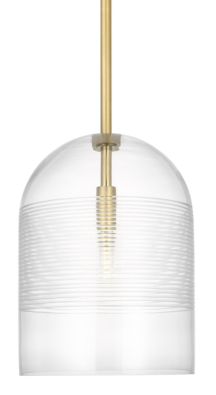 Visual Comfort Architectural SLPD641HABCG 13” Leano Clear Wide Pendant, Wattage 5W, Hand Rubbed Antique Brass Finish