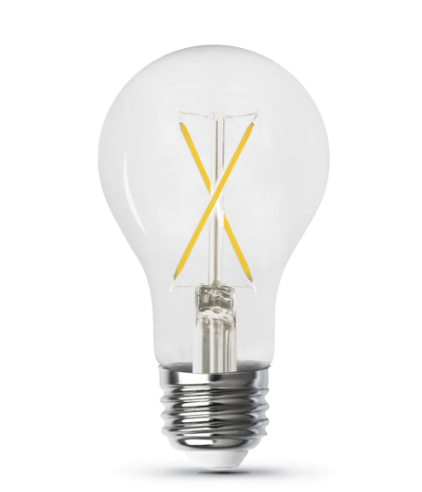 Feit Electric A1940CL950CA/FIL/4 A19 Clear Daylight White E26 Base Filament LED Light Bulb, Color Temperature 5000K, Wattage 5W, Voltage 120V - 4 Pack