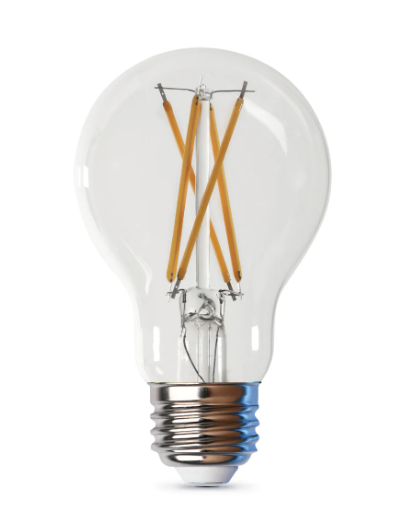 Feit Electric A1960CL930CA/FIL/4 Bright White A19 Shape (E26 Base) Filament LED Light Bulb, Color Temperature 3000K, Wattage 9W, Voltage 120V - 4 Pack