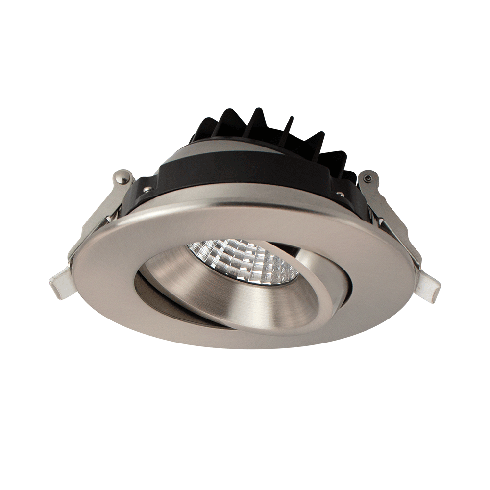 Lotus LED Lights AD-LED-4-S12W-5CCT-BN-LREY 4" Venus Adjustable Recessed LED – 12W (90W Equivalent), 5CCT Selectable (2700K-5000K), 38° Beam with 20° Tilt & 360° Rotation, 90+ CRI, Triac/0-10V Dimming, Brushed Nickel Trim