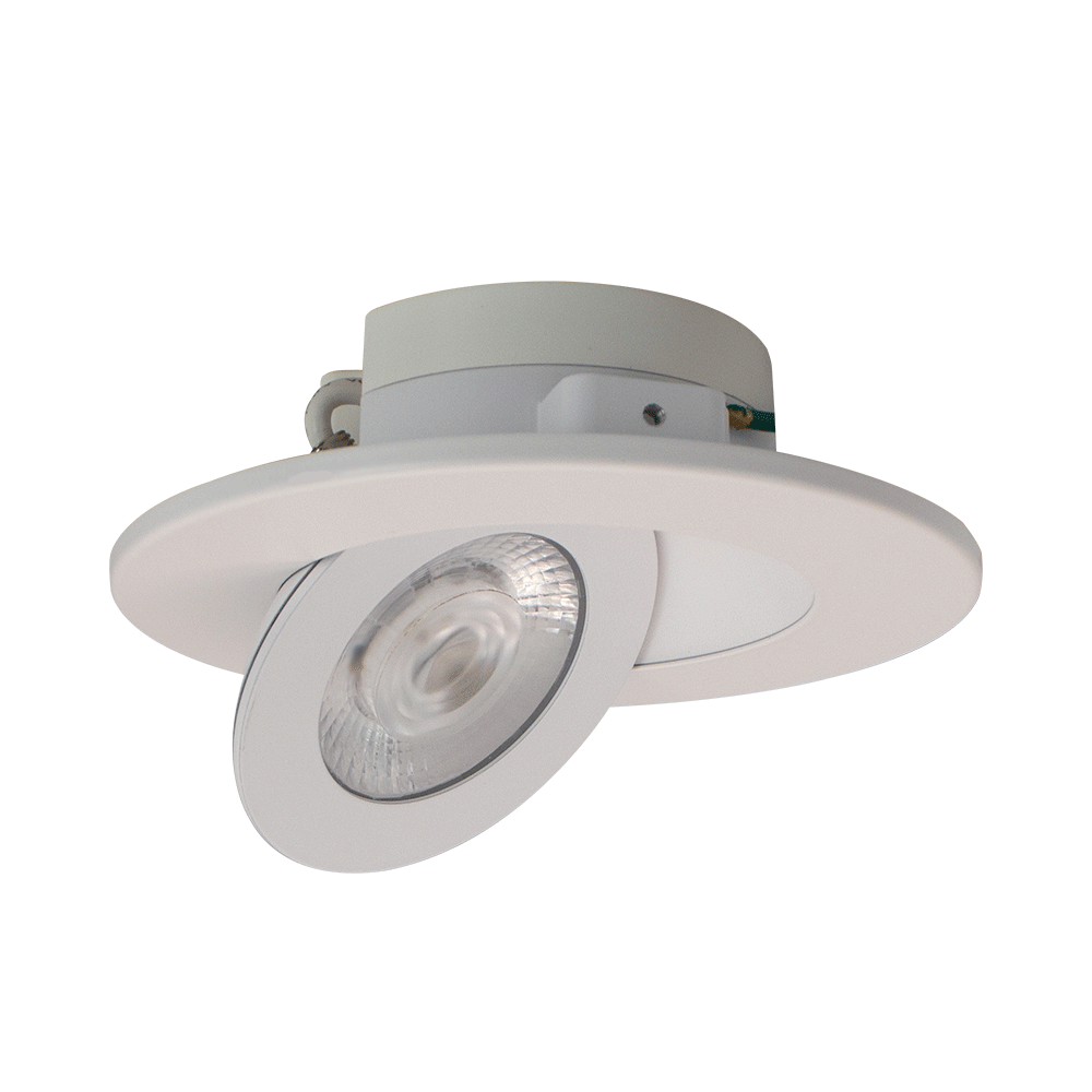 Lotus LED Lights AD-LED-4-S9W-5CCT-WH-MFG 4″ Multi Fit Floating Gimbal LED – 9W, 675-830 Lumens, 5CCT Adjustable, 36° Beam (Optional 15°/24°), 90° Tilt, Triac Dimming (10-100%), CRI 90+, Wet Rated, White
