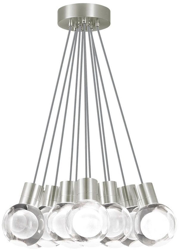 Visual Comfort Modern Collection 700TDMINAP11CYS-LEDWD Sean Lavin Mina 11 LED 5 Inch Satin Nickel Pendant WD 2200K-3000K Laser-Etched Crystal Gray Cord