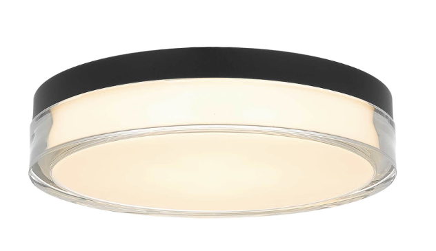 Alteck Lighting AFM0018-3CCT-W-BK Sunspot 12 inch LED Outdoor Flush Mount with Clear Thick Wall Acrylic-Frosted Inside, Multi-Color Temperature, Sand Black Finish