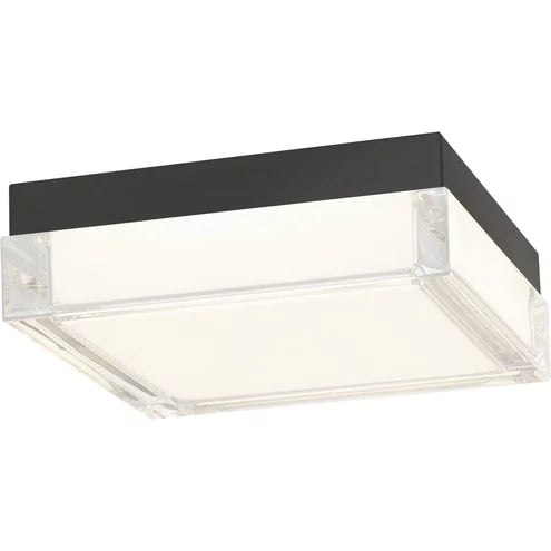 Alteck lighting AFM0020-3CCT-W-BK Box LED 8 inch Sand Black Outdoor Flush Mount, 3CCT 3000K/4000K/5000K , Lumens 1550lm, Watt 24W
