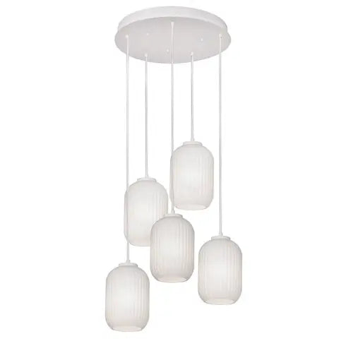 AFX Lighting  CALP05WHRND5 60W LED Callie Pendant Light, Round, 5-Light, E26, 120V, White