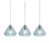 AFX Lighting AGP10MBSNAQLNR3 Armitage 3 Light 41" Wide Linear Pendant with Aqua Glass Shades, Blue Finish