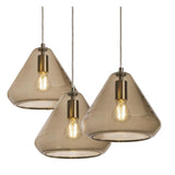 AFX Lighting AGP10MBSNBRRND3 Armitage 3 Light 21 Inch Multi-Port Round Pendant In Satin Nickel With Brown Crackle Glass