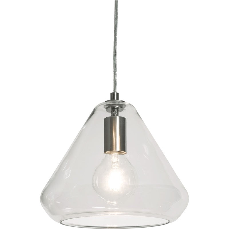 AFX Lighting AGP10MBSNCL Armitage 1 Light 10 Inch Pendant In Satin Nickel With Clear Crackle Glass