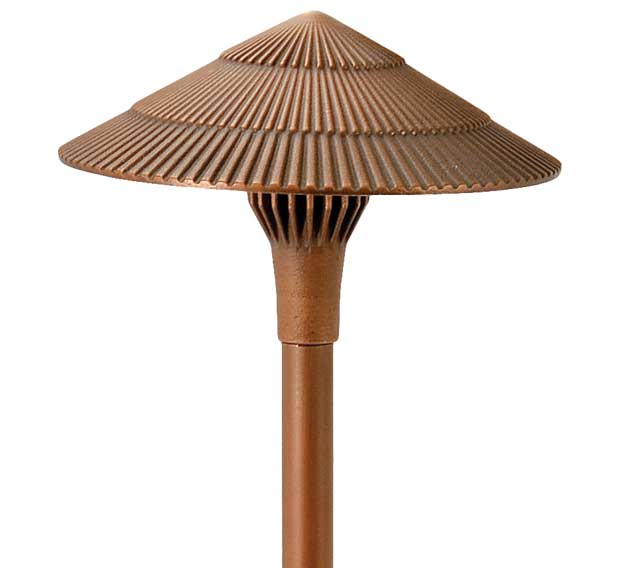 Focus Industries AL15LEDP52BAR 4W Cast Brass Tiki Hat Led Panel Area Light - Hat Size: 8" - Lumens: 480lm - CCT: 5200K - Material: Brass - Finish: Acid Rust