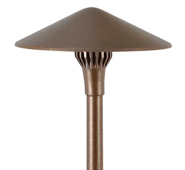 Focus Industries AL17SM2LEDPBAR Cast Brass Mini China Hat LED panel Area Light - Light Source: 4W LED Panel - Hat Size: 5.75" - Material: Brass - Finish: Acid Rust