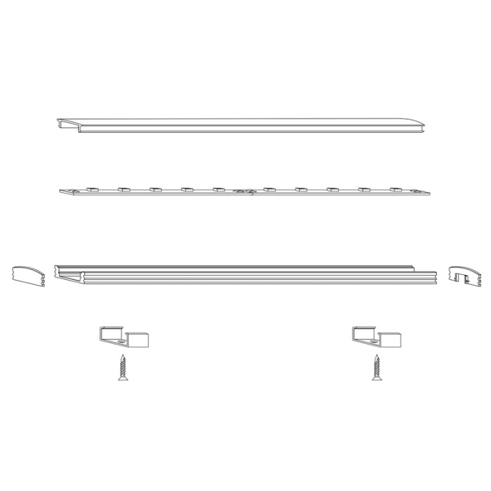 Alloy LED AL-50-03-0111-KIT-WH Surfa 1 Surface-Mount Channel Kit - 4' - 1 Gloss White Channel - 1 Diffuser Cover - 2 Pairs of End Caps - 5 Mounting Clips and Screws