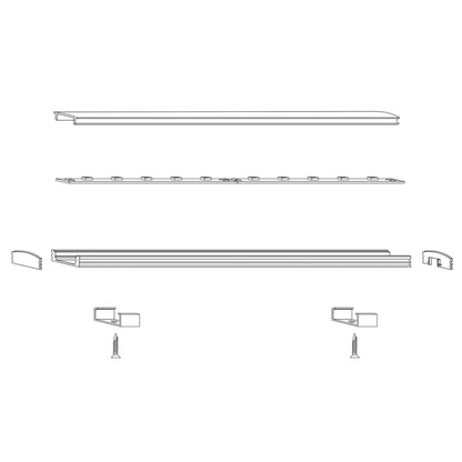 Alloy LED AL-50-03-0115-KIT-WH Surfa 1 Surface-Mount Channel Kit - 7' - 1 Gloss White Channel - 1 Diffuser Cover - 4 Pairs of End Caps - 10 Mounting Clips and Screws