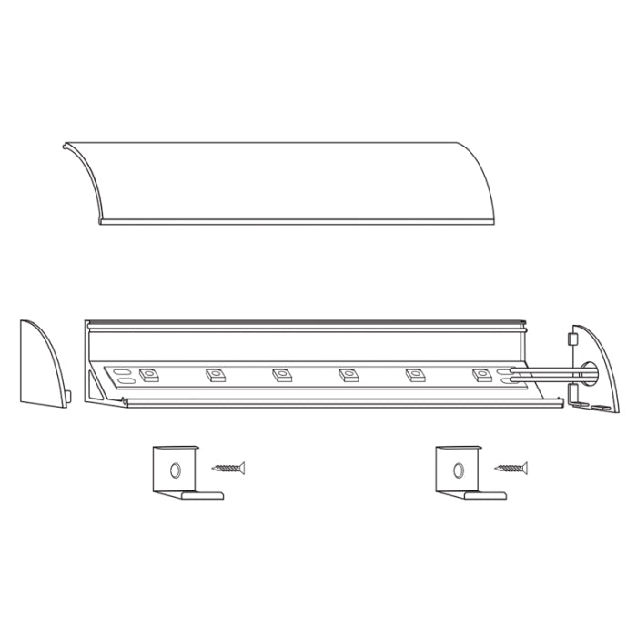Alloy LED AL-50-04-0115-KIT-WH Surfa 2 Channel Kit - 7' - 1 Gloss White Channel - 1 Diffuser Cover - 4 Pairs of End Caps - 10 Mounting Clips and Screws