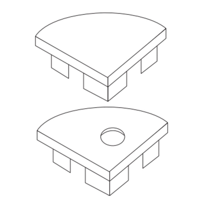 Alloy LED AL-50-15-9951-SL Surfa 2X - Silver Plastic End Caps 2 Pair Pack: 2 Open - 2 Closed