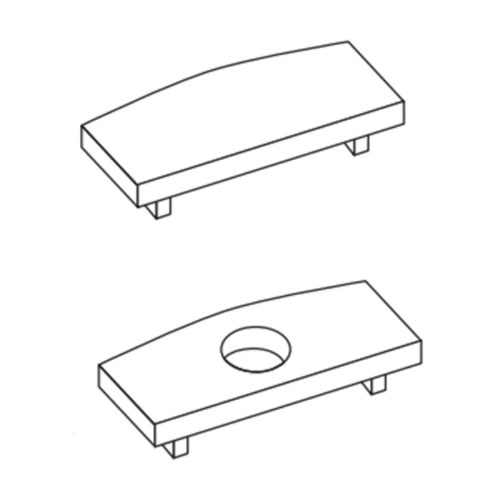 Alloy LED AL-50-16-9950-SL Surfa 6 - Silver Plastic End Caps 2 Pair Pack: 2 Open - 2 Closed