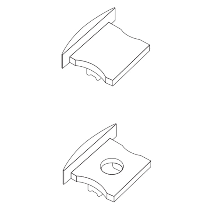 Alloy LED AL-50-17-9951-SL Ankr 4 - Silver Plastic End Caps 2 Pair Pack: 2 Open - 2 Closed