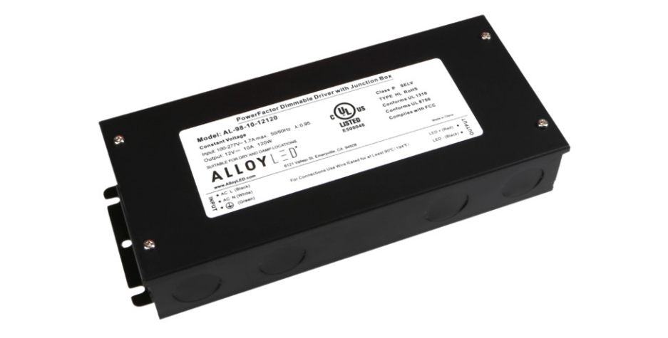 Alloy LED AL-98-10-12120 PowerFactor Dimmable Driver - UL Listed NEMA 4X Junction Box - 12V - 120W