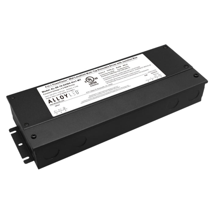 Alloy LED AL-98-10-24384-4in1-MT-6 PowerFactor 4-in-1 Multi-Tap Dimmable Driver - UL Listed NEMA 4X Junction Box - 24V - 4 X 96W Ports - Pack of 6