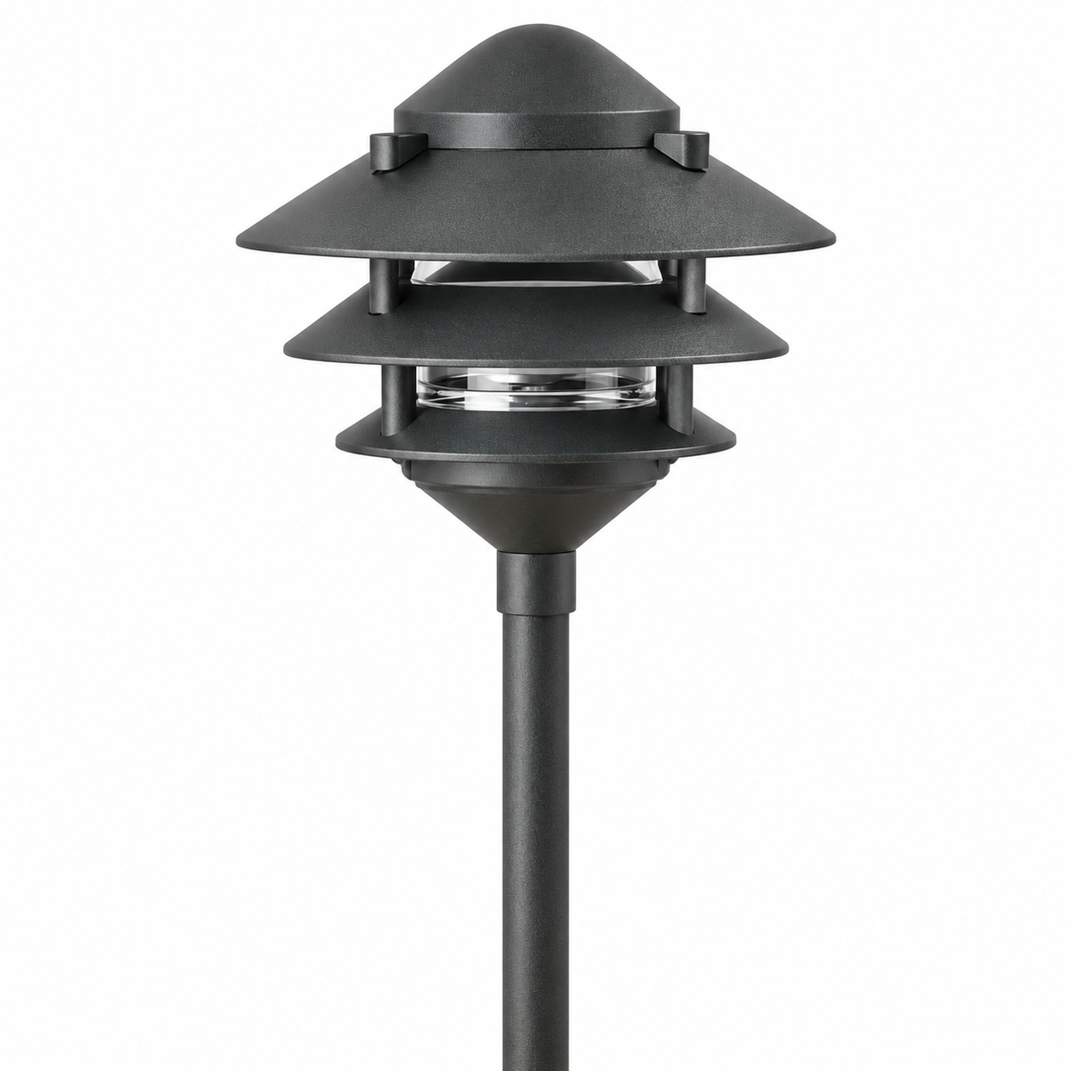 Focus Industries AL033T3NLBLT Pagoda Series Area Light 3 Tier With 6” Top Hat - No Lamp - Finish: Aluminum - Color: Black Texture