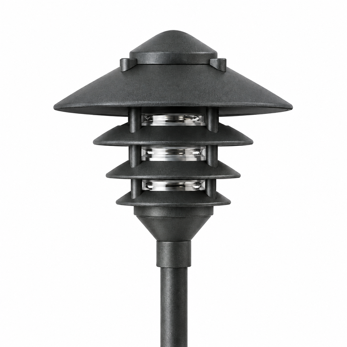 Focus Industries AL034T10NLBLT Pagoda Series Area Light 4 Tier With 10” Top Hat - No Lamp - Finish: Aluminum - Color: Black Texture